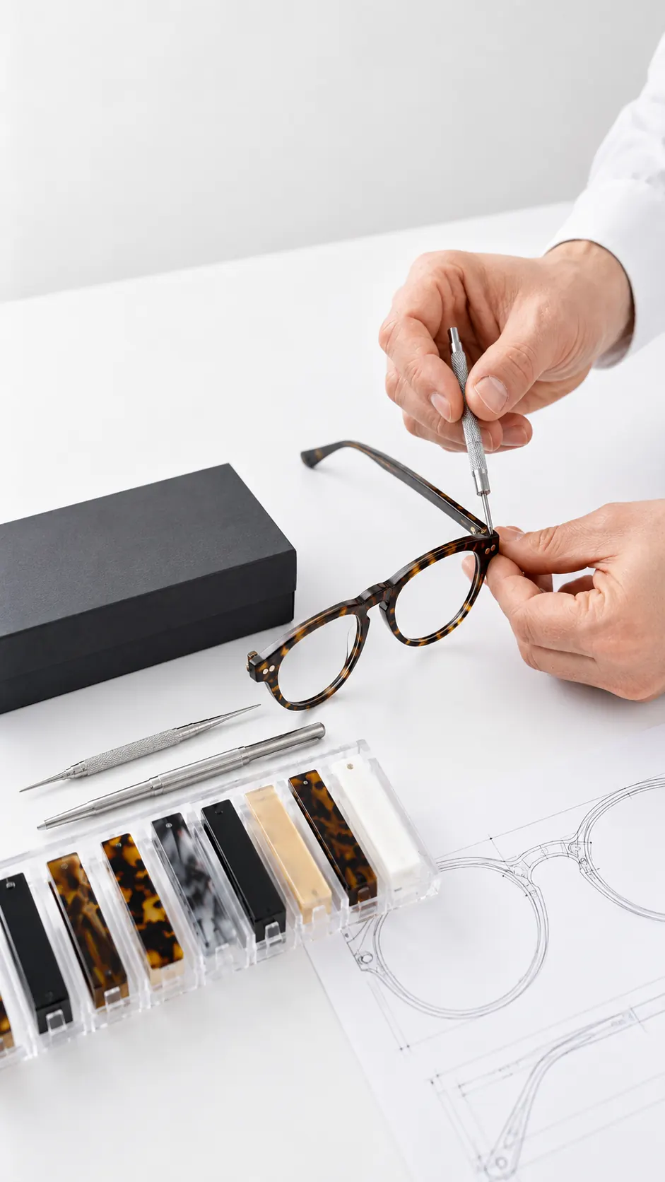 Eyeglasses OEM and ODM craftsmanship during product development at SEESUN