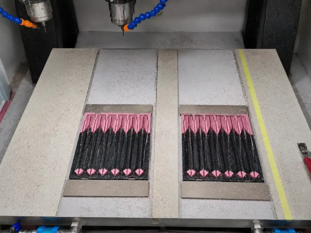 CNC milling acetate eyewear components in an eyeglasses factory