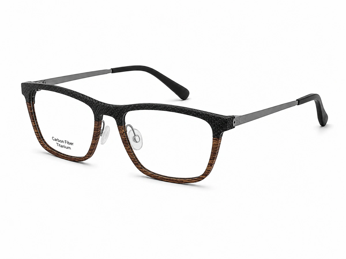 Custom carbon fiber titanium glasses manufactured for OEM eyewear brands