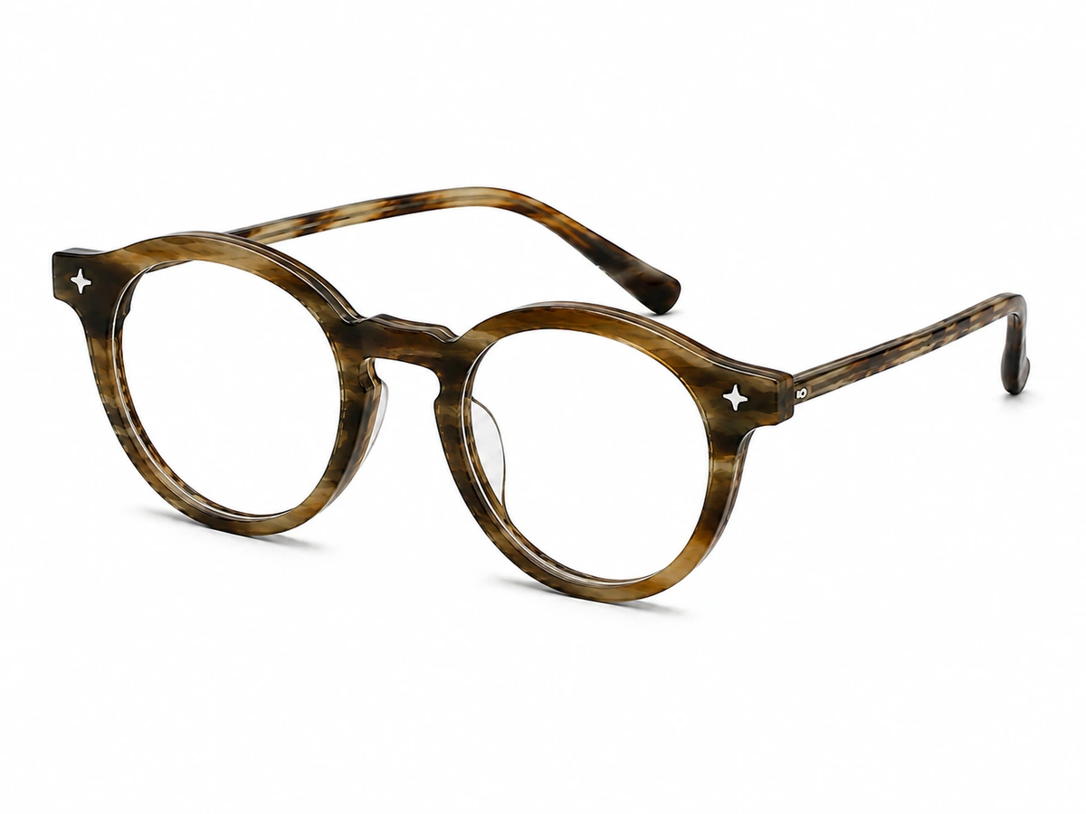 Custom buffalo horn glasses with natural horn grain patterns