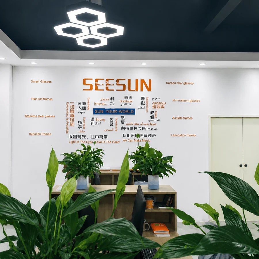Seesun eyeglasses factory office and reception area in China