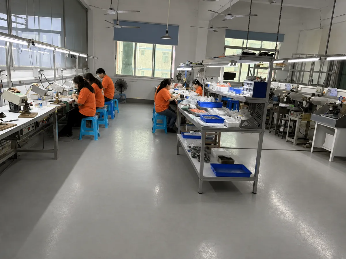 Eyewear assembly workshop at Seesun eyeglasses factory in China